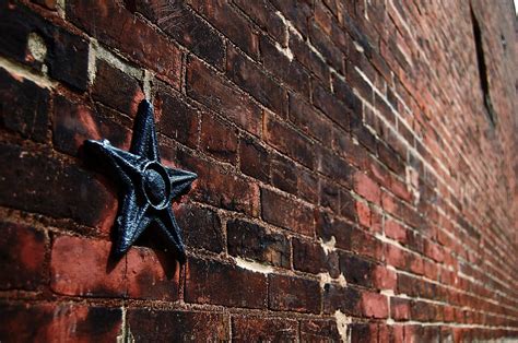 how to hang metal star on brick house|metal star bolts for old brick.